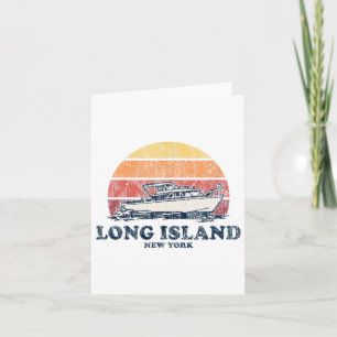 Long Island Ny Vintage Boating 70s Retro Boat Desi Card