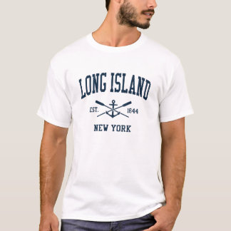 Long Island NY Vintage Navy Crossed Oars & Anchor T-Shirt