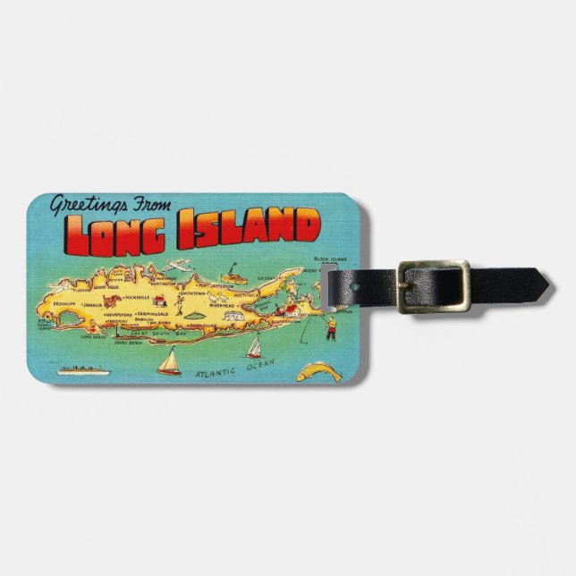 Long Island Postcard Luggage Tag (Front Horizontal)