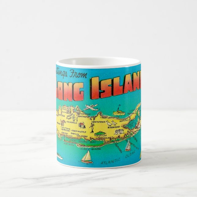 Long Island Postcard Map Mug (Center)