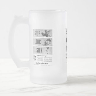 Long Island Railroad Safety  Frosted Glass Beer Mug