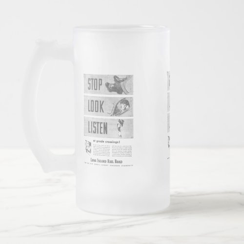 Long Island Railroad Safety  Frosted Glass Beer Mug