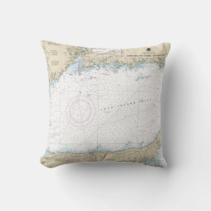 Long Island Sound Eastern Part Nautical Chart Throw Pillow