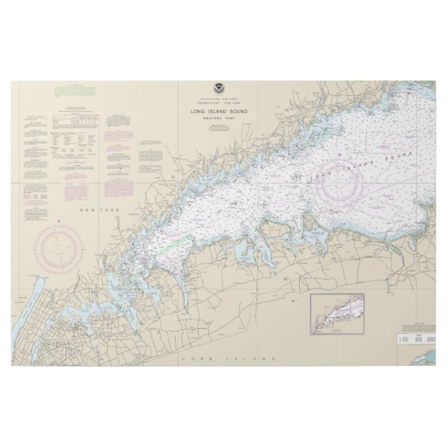 Long Island Sound Western Part Nautical Chart Gallery Wrap (Front)