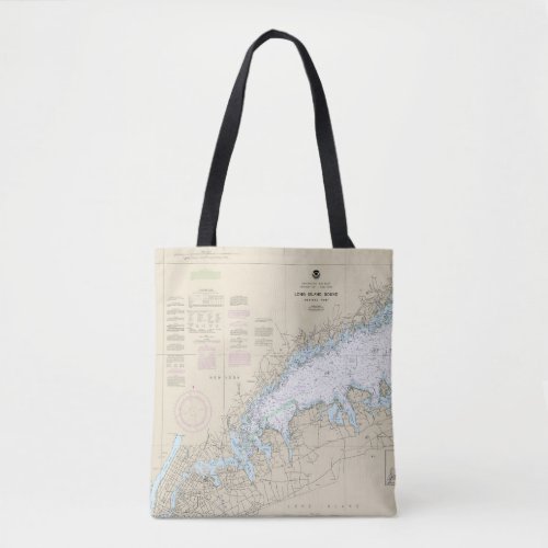 Long Island Sound Western Part Nautical Chart Tote Bag