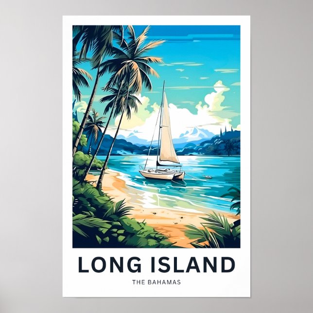 Long Island The Bahamas Travel Print (Front)
