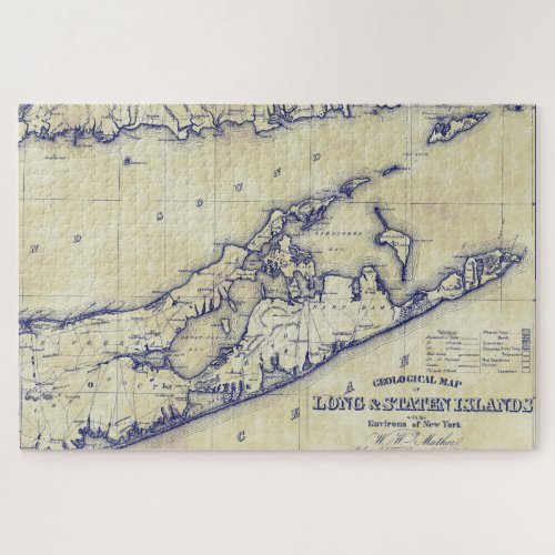 Long Island The Hamptons Map Distressed Jigsaw Puzzle