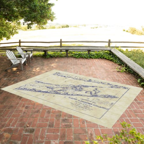 Long Island The Hamptons Map Distressed Outdoor Rug