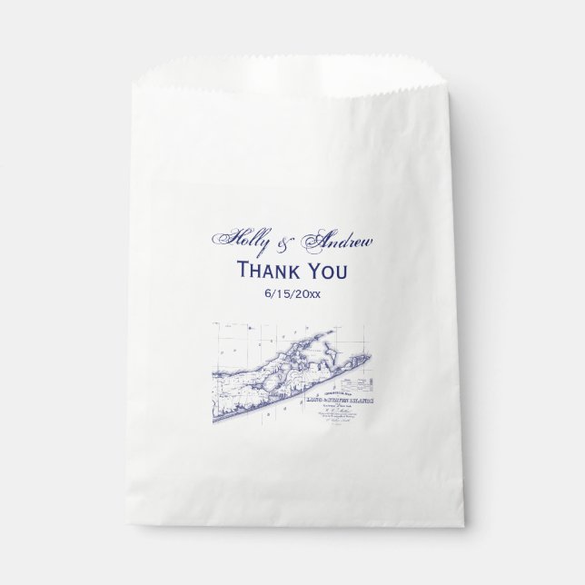 Long Island The Hamptons Map Favor Bag (Front)