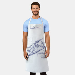 Long Island The Hamptons Map Navy Blue Apron