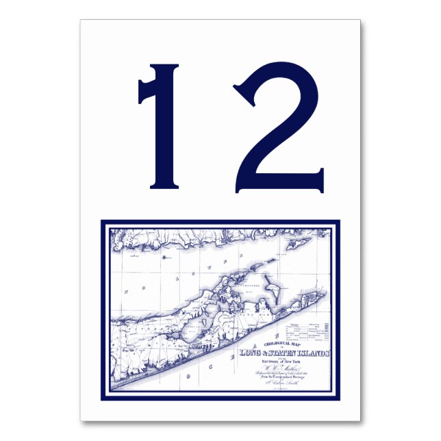 Long Island The Hamptons Map Table Number (Front)