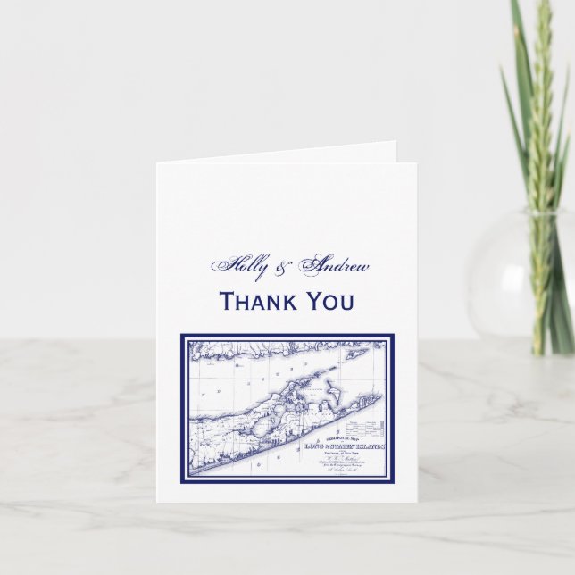 Long Island The Hamptons Map Thank You Card (Front)