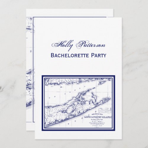 Long Island The Hamptons Map VC Bachelorette Party Invitation