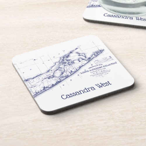 Long Island The Hamptons Map VC Beverage Coaster