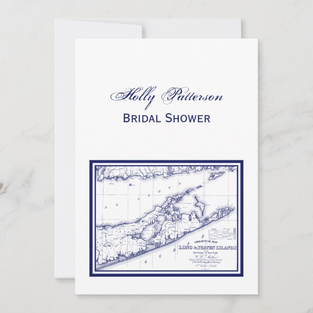 Long Island The Hamptons Map VC Bridal Shower Invitation (Front)