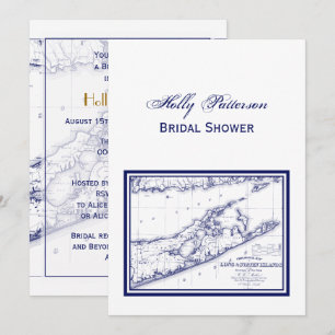 Long Island The Hamptons Map VC Bridal Shower Invitation