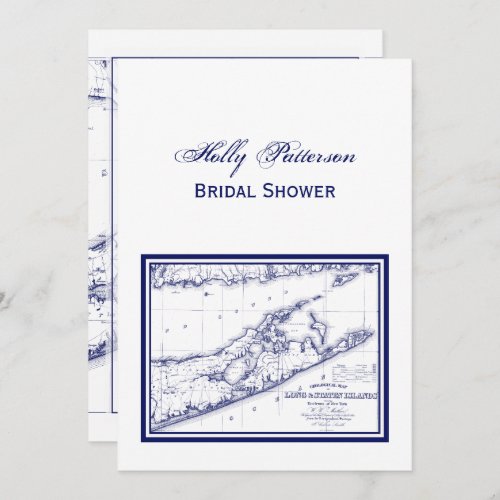 Long Island The Hamptons Map VC Bridal Shower Invitation