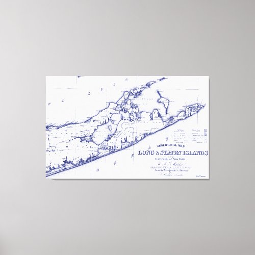 Long Island The Hamptons Map VC Canvas Print