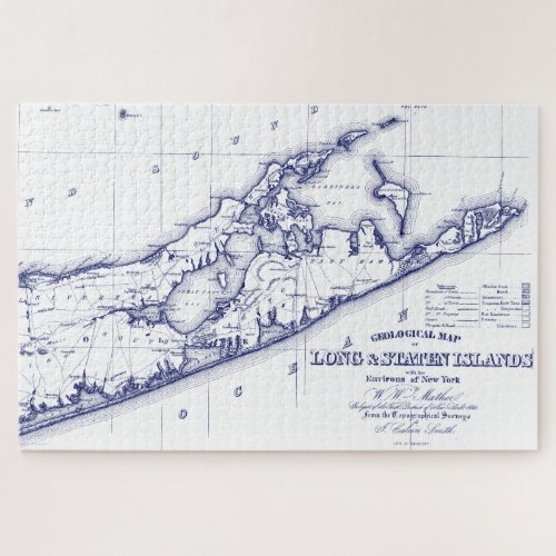 Long Island The Hamptons Map VC Canvas Print Jigsaw Puzzle
