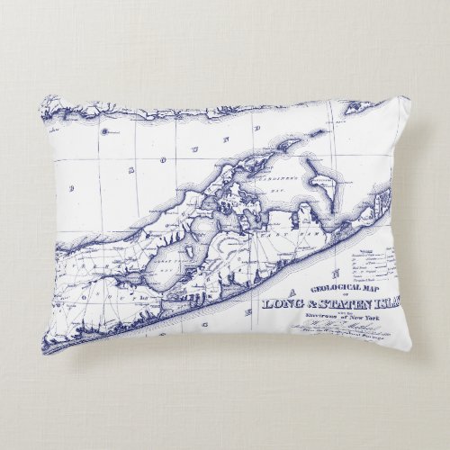 Long Island The Hamptons Map VC Decorative Pillow