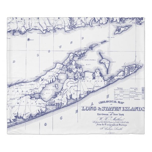 Long Island The Hamptons Map VC Duvet Cover