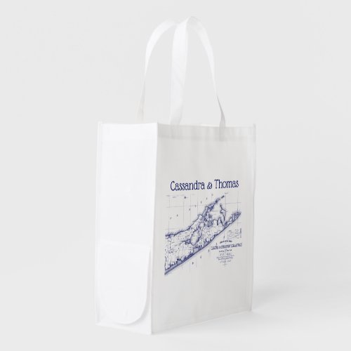 Long Island The Hamptons Map VC Grocery Bag