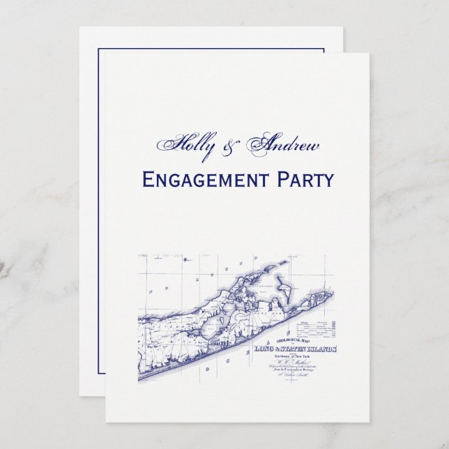 Long Island The Hamptons Map VC Invitation (Front/Back)