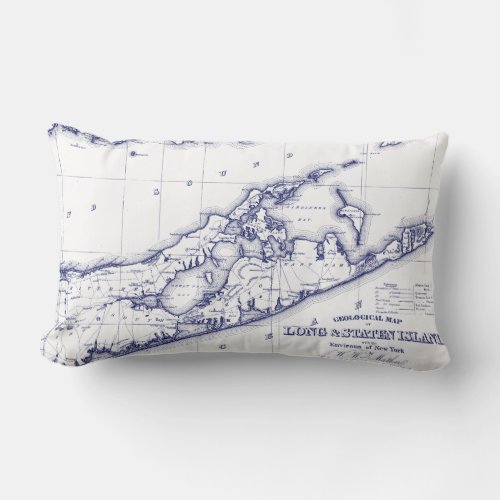 Long Island The Hamptons Map VC Lumbar Pillow