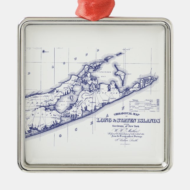 Long Island The Hamptons Map VC Metal Ornament (Front)