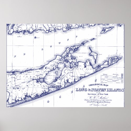 Long Island The Hamptons Map VC Poster