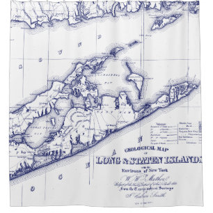 Long Island The Hamptons Map VC Shower Curtain