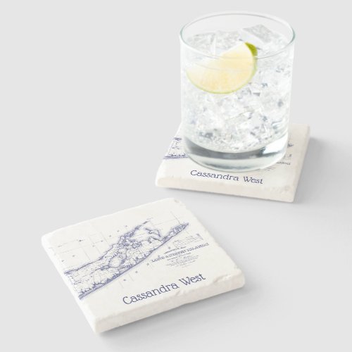 Long Island The Hamptons Map VC Stone Coaster