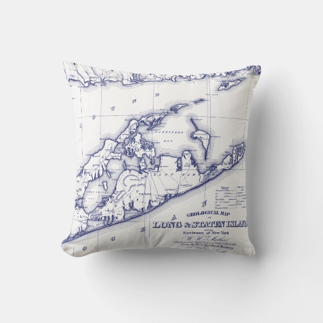 Long Island The Hamptons Map VC Throw Pillow (Front)