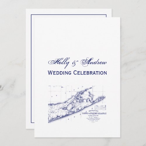 Long Island The Hamptons Map VC Wedding Invitation
