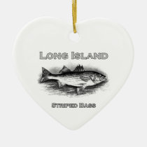 Long Island Vintage Striped Bass Logo Ceramic Ornament