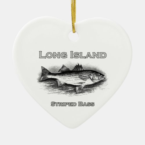 Long Island Vintage Striped Bass Logo Ceramic Ornament