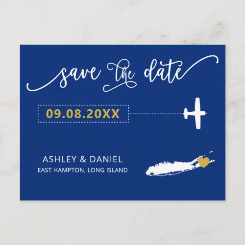 Long Island Wedding Save the Date Map Postcard