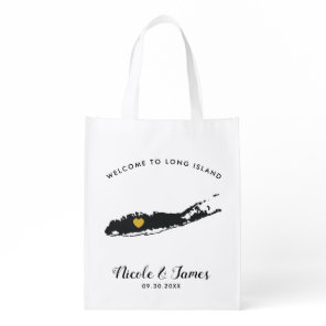 Long Island Wedding Welcome Bag, Black and Gold Grocery Bag