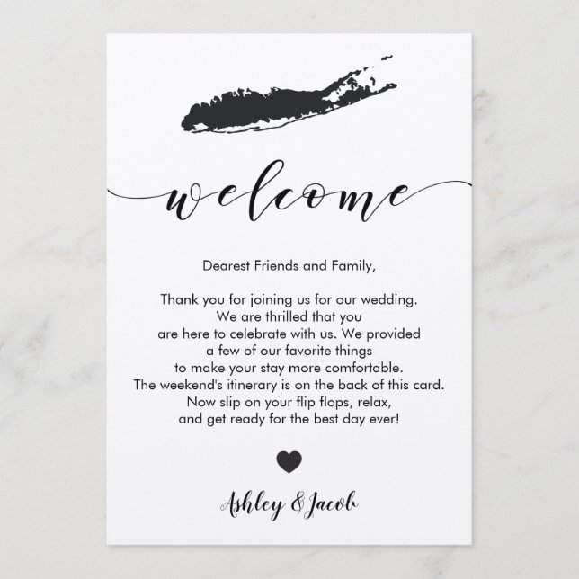 Long Island Wedding Welcome Letter & Itinerary Program (Front)