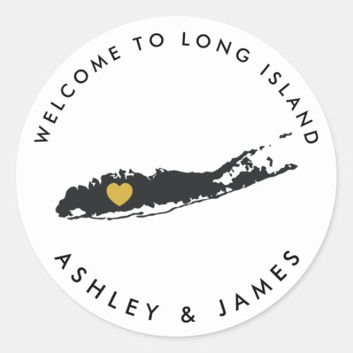 Long Island Wedding Welcome Sticker Tag Gold Black