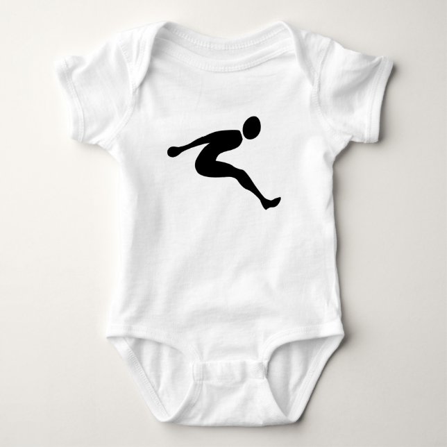 Long Jump - Black Baby Bodysuit (Front)