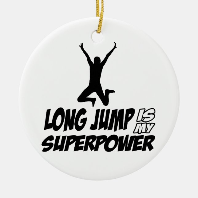 Long jump designs ceramic ornament (Front)