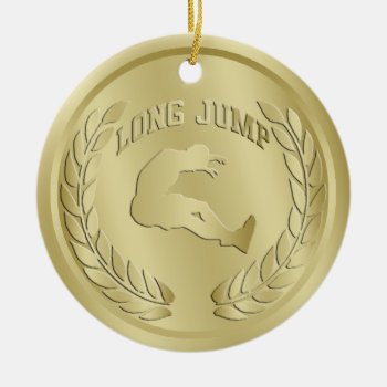 Long Jump Gold Toned Medal Ornament by tjssportsmania at Zazzle