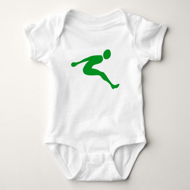 Long Jump - Grass Green Baby Bodysuit (Front)