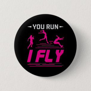 Long Jump Jumper Women You Run I Fly Button