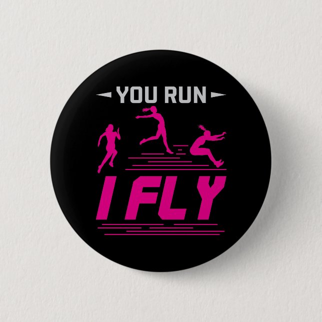 Long Jump Jumper Women You Run I Fly Button (Front)