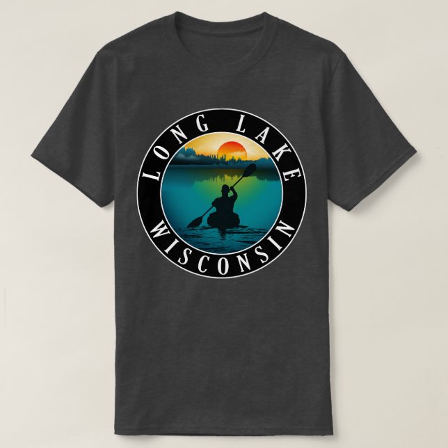 Long Lake Wisconsin Kayaking T-Shirt (Design Front)
