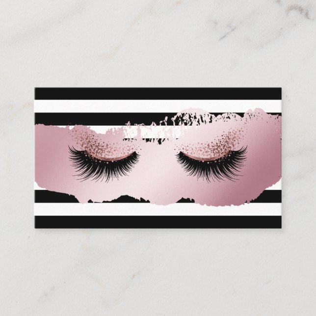 Long Lash Extension Makeup Artist Black and White Business Card (Front)