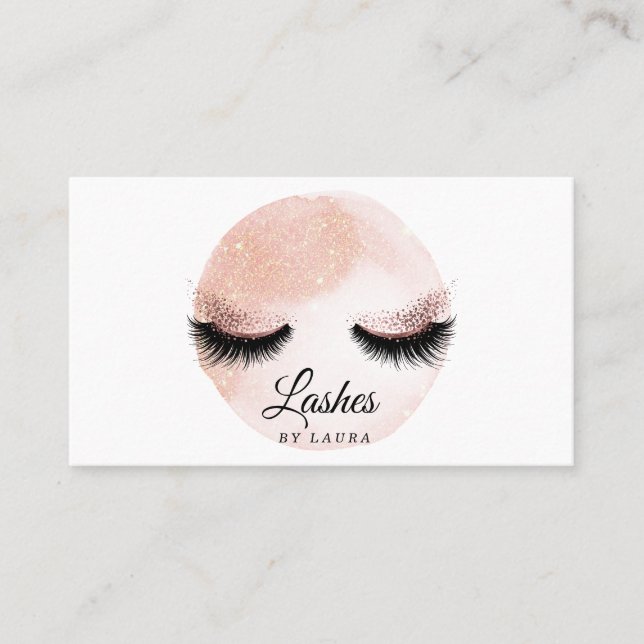 Long Lash Extension Makeup Artist Blush Pink Business Card (Front)