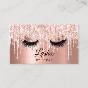Long Lash Extension Makeup Artist Rose Gold Business Card